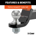 CURT 45036 ball mount with 2-inch hitch ball and pin